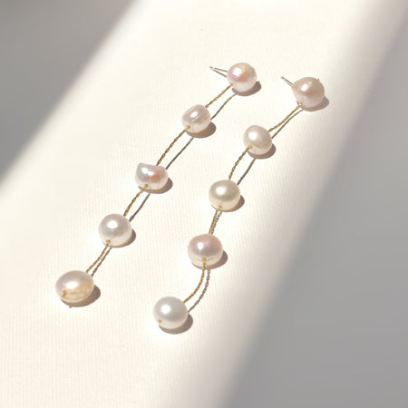 Stone Studded With White Pearl Beads Golden Earring
